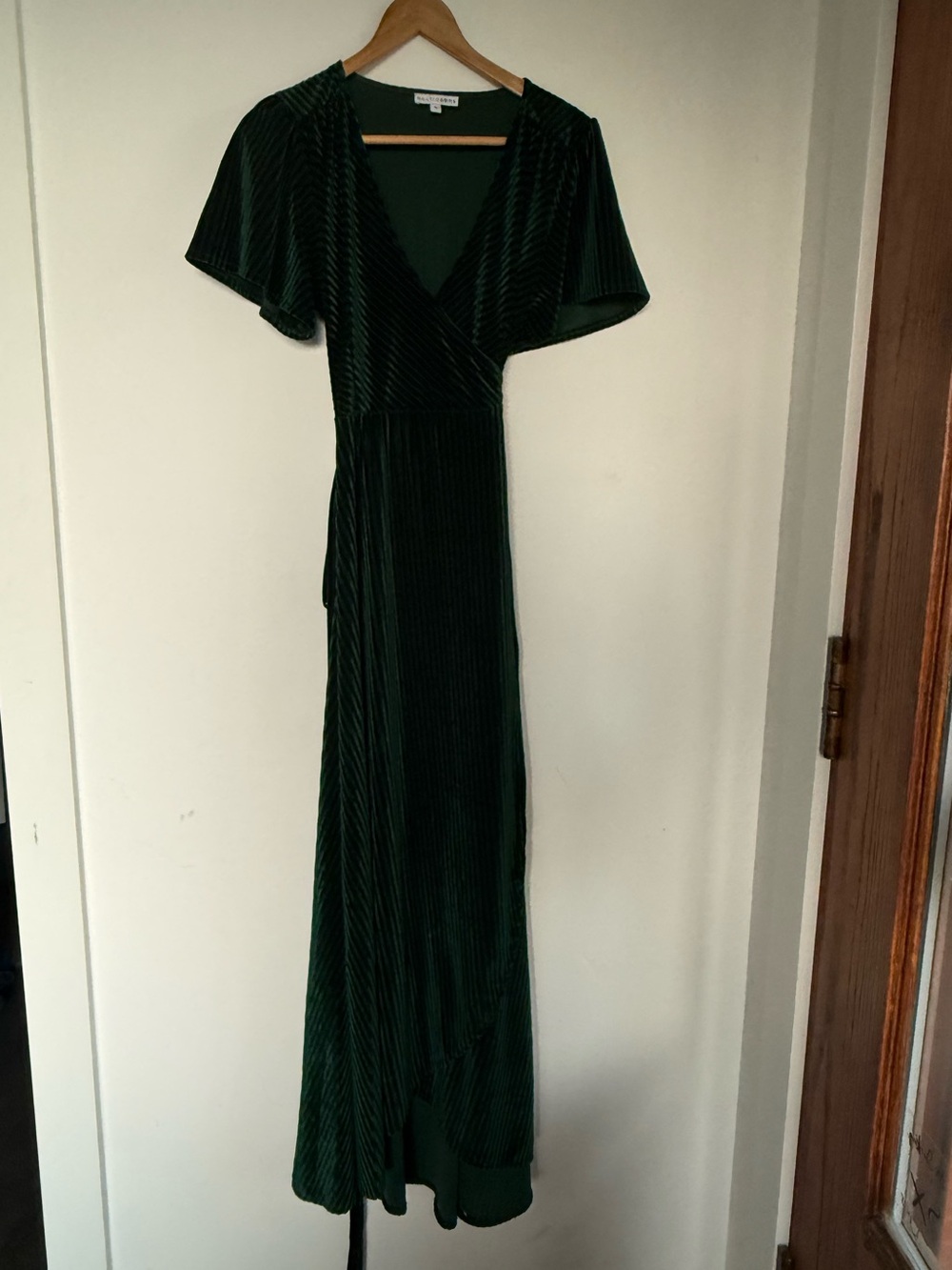 Baltic Born Dark Green Velvet Wrap Maxi Dress